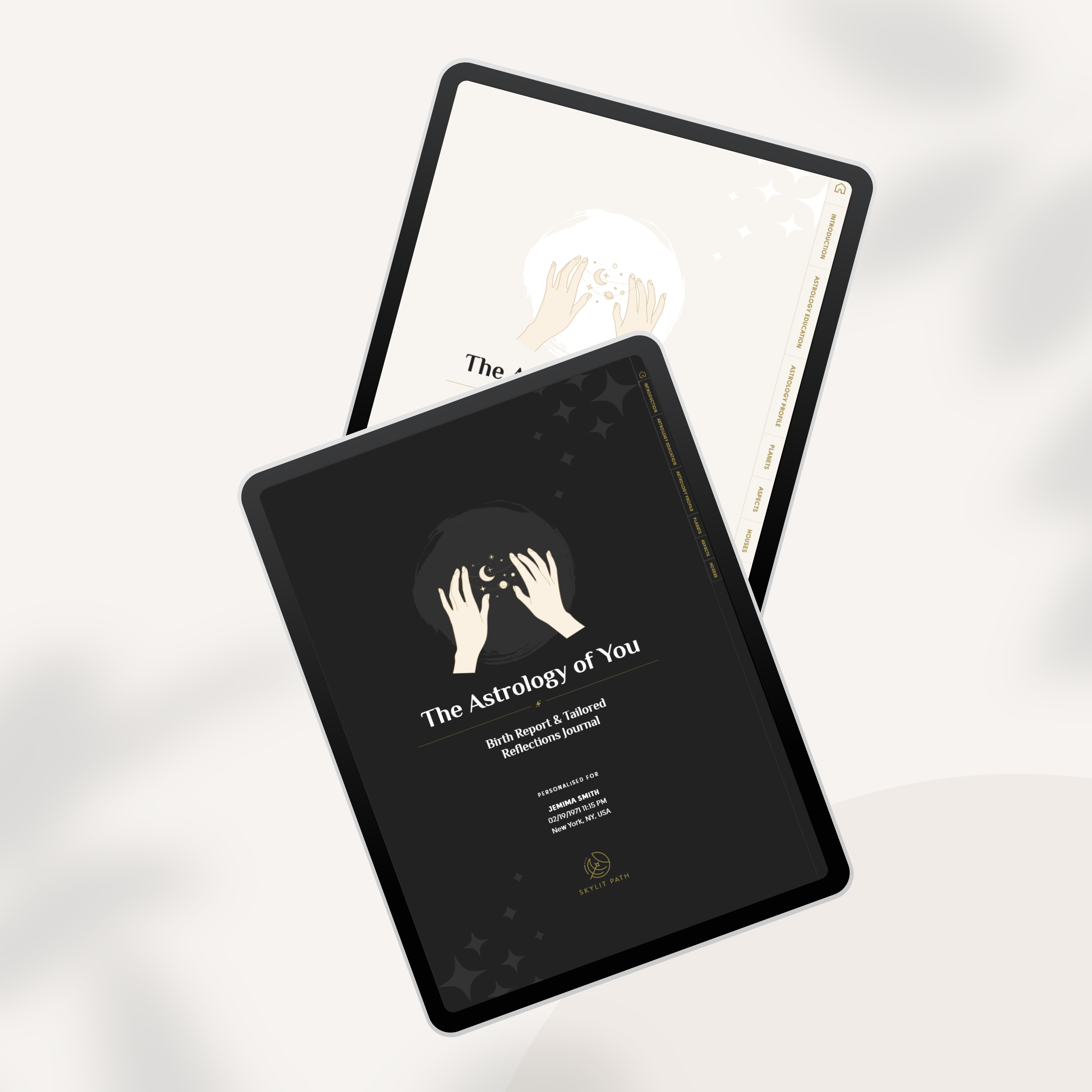 The Astrology of You journal in dark and light options
